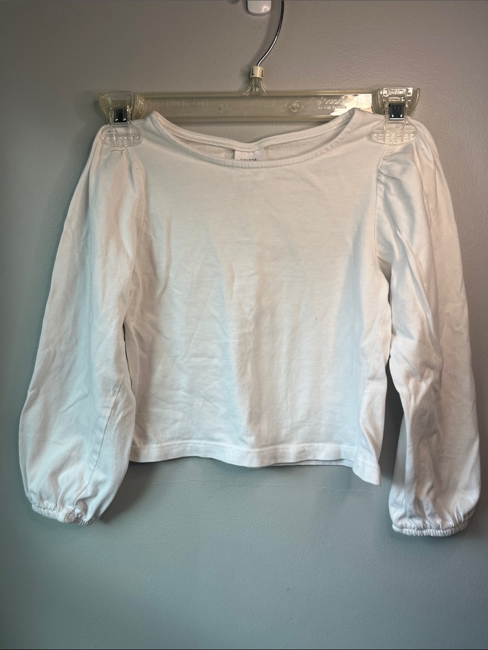 Zara White Long-Sleeve Puff Sleeve Top